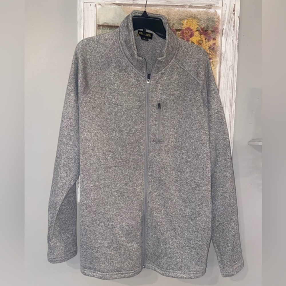 Men’s Stanley Full Zip Fleece XL Gray Mock Neck Jacket Zipped Pockets